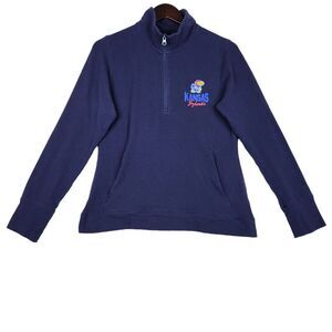 Champion Sweater Womens‎ Medium Dark Blue 1/2 Zip Kansas Jayhawks Long Sleeve